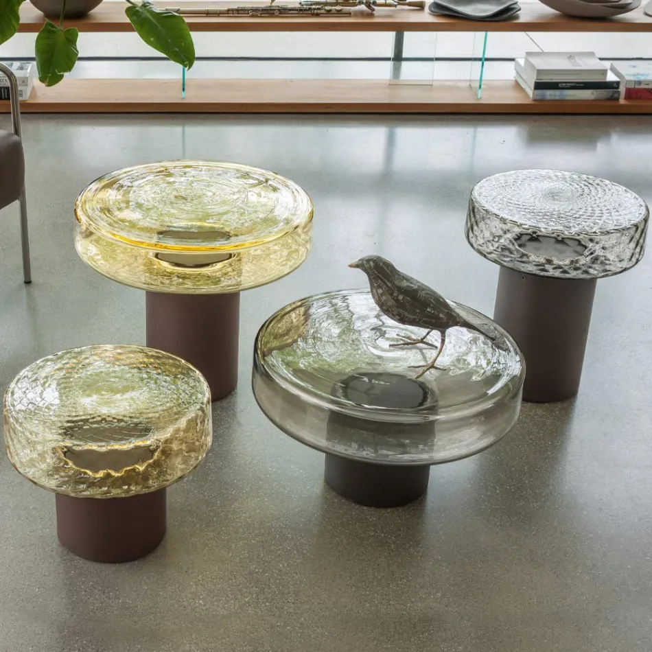 Sofabord med glasplade og metalbund Lavet i Italien - Batulla Viadurini