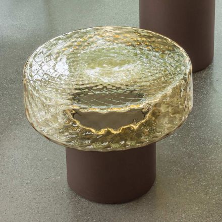 Sofabord med glasplade og metalbund Made in Italy - Batulla Viadurini