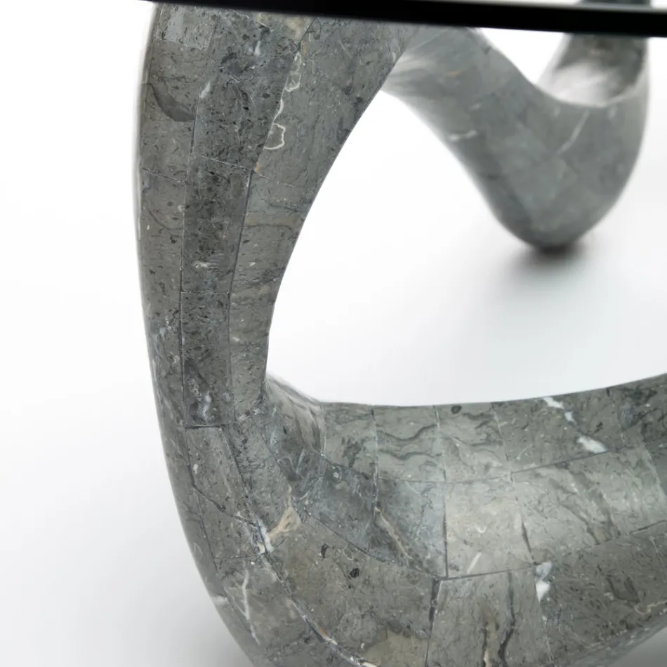 Sofabord med glasplade og Fossil Stone Base - Californien Viadurini