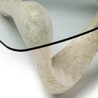 Sofabord med glasplade og Fossil Stone Base - Californien Viadurini
