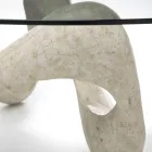 Sofabord med glasplade og Fossil Stone Base - Californien Viadurini