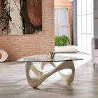 Sofabord med glasplade og Fossil Stone Base - Californien Viadurini