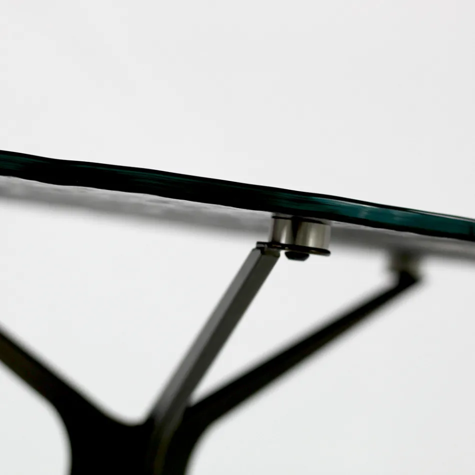 Sofabord med rund glasplade og 3 ben lavet i Italien - Siste Viadurini