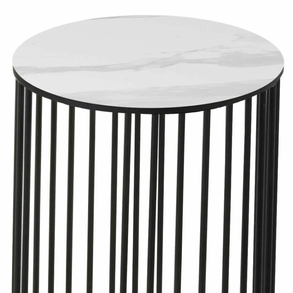 Sofabord med rund keramisk top fremstillet i Italien - Montebianco Viadurini