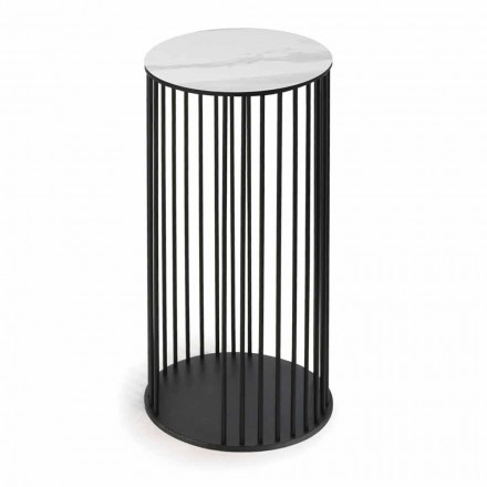 Sofabord med rund keramisk top fremstillet i Italien - Montebianco Viadurini