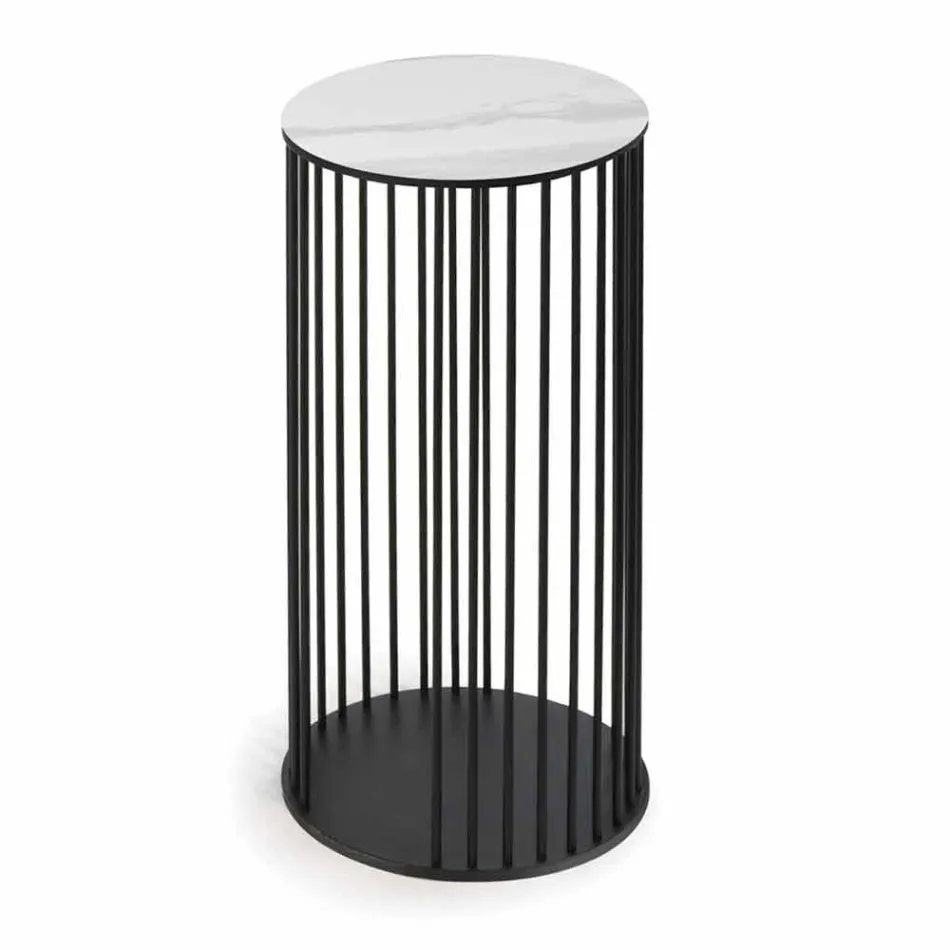 Sofabord med rund keramisk top fremstillet i Italien - Montebianco Viadurini