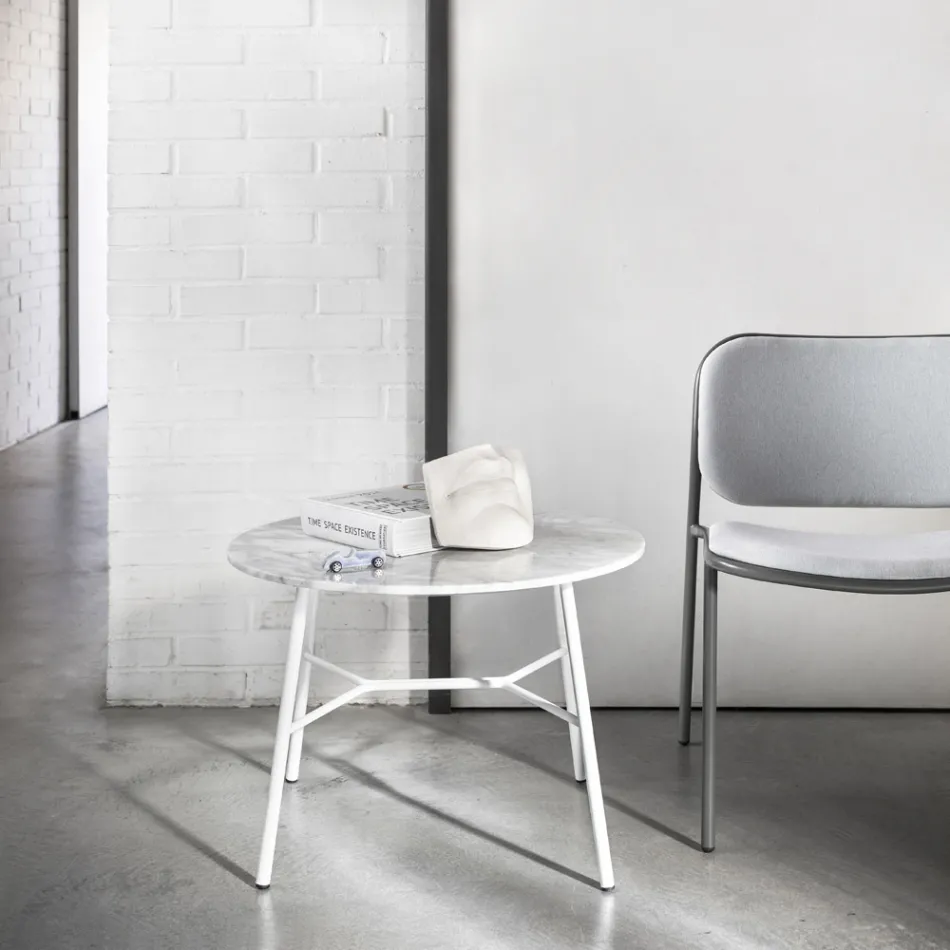 Sofabord med rund marmorplade lavet i Italien - Makino Viadurini