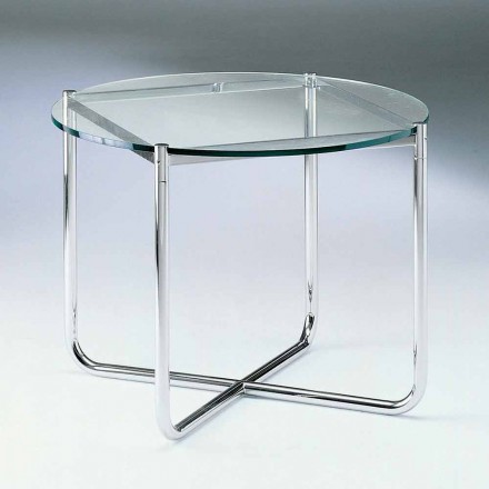 Sofabord med rund glasplade fremstillet i Italien - Costanza Viadurini