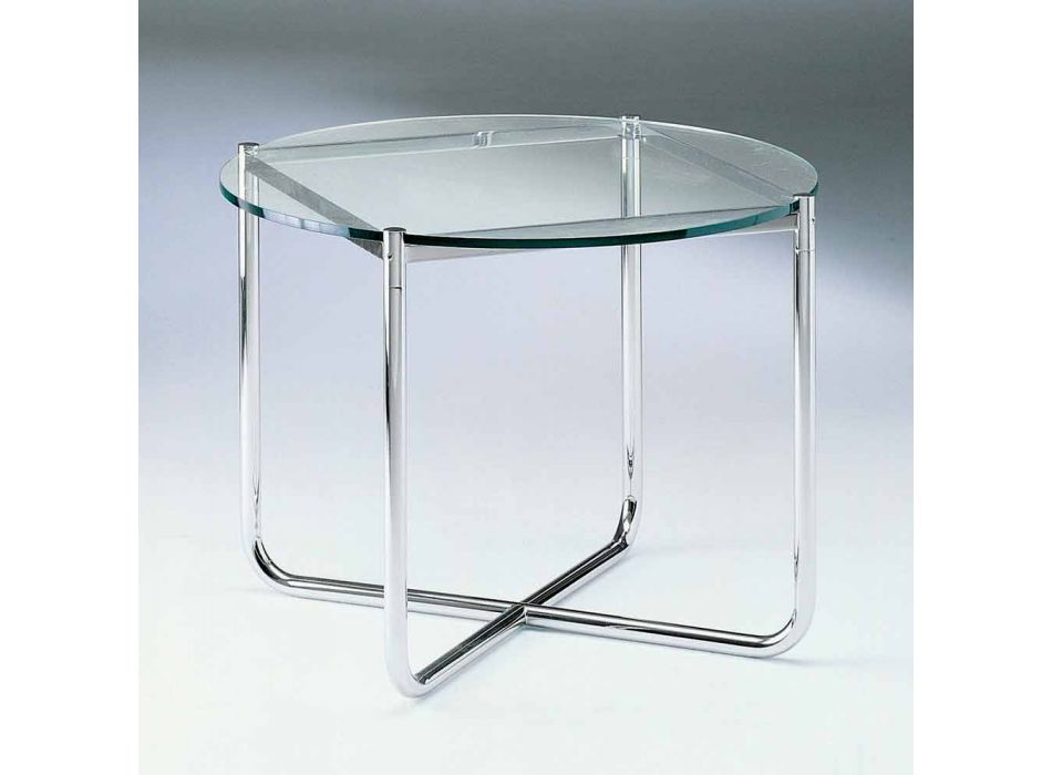 Sofabord med rund glasplade fremstillet i Italien - Costanza Viadurini