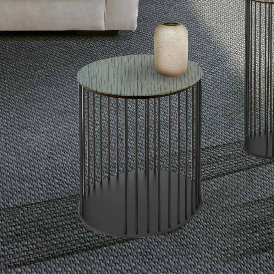 Sofabord med rund træplade Fremstillet i Italien - Montebianco Viadurini