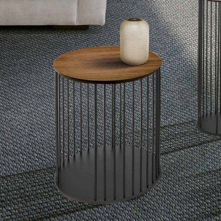 Sofabord med rund træplade Fremstillet i Italien - Montebianco Viadurini