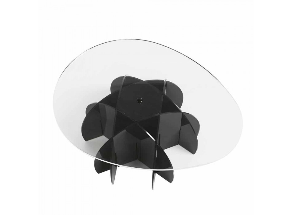 Sofabord med hylde og gennemsigtig sort base / satin Phil Viadurini