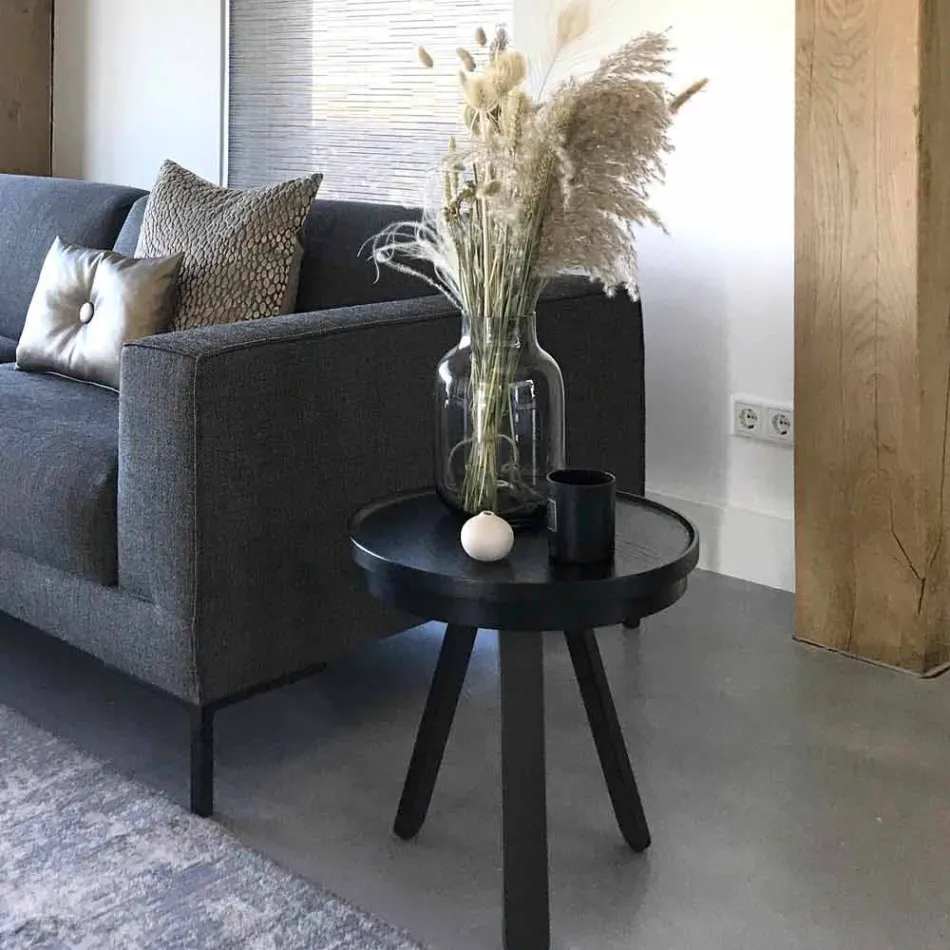 Design Sofabord med runde top og ben af massivt træ - Salerno Viadurini