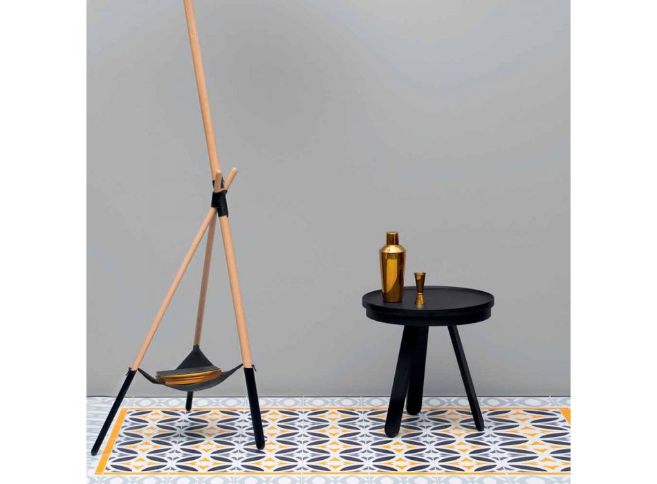 Design Sofabord med runde top og ben af massivt træ - Salerno Viadurini