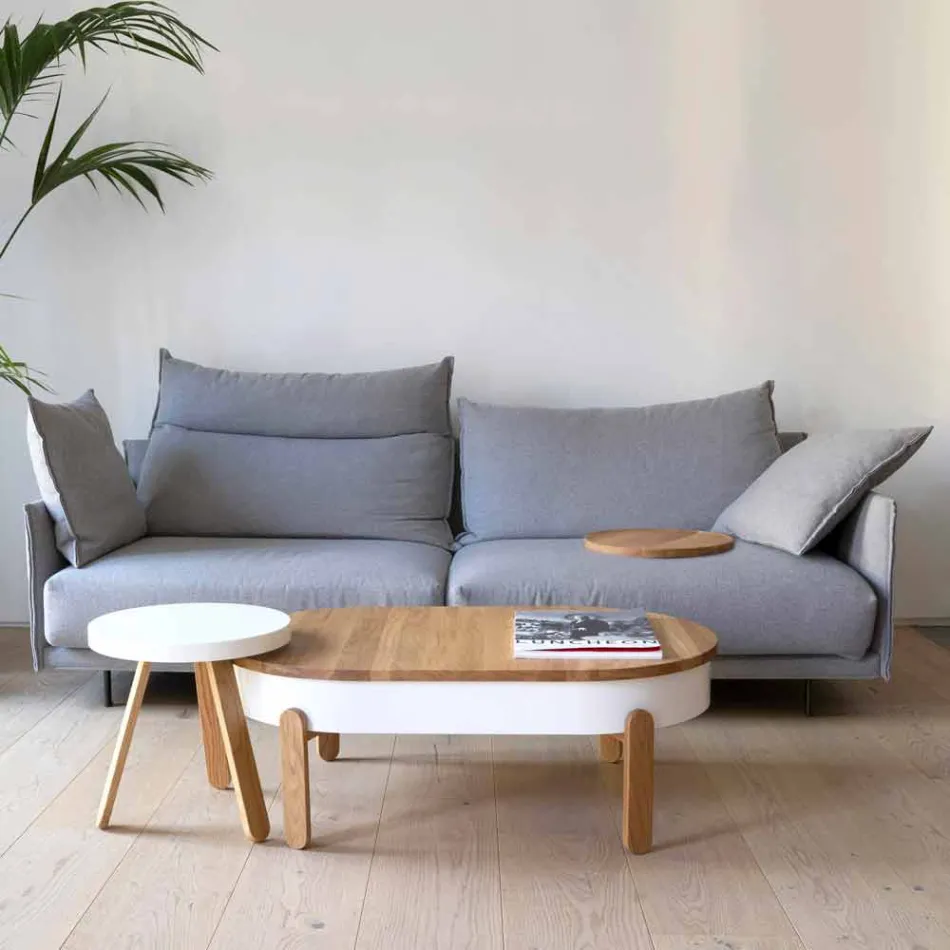 Design sofabord i massivt træ og lakeret metal - Salerno Viadurini