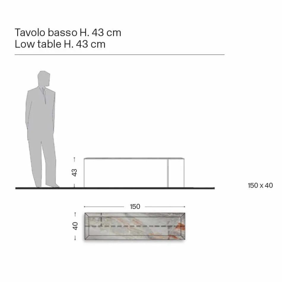 Design sofabord i marmor med glasbase fremstillet i Italien - Molino Viadurini