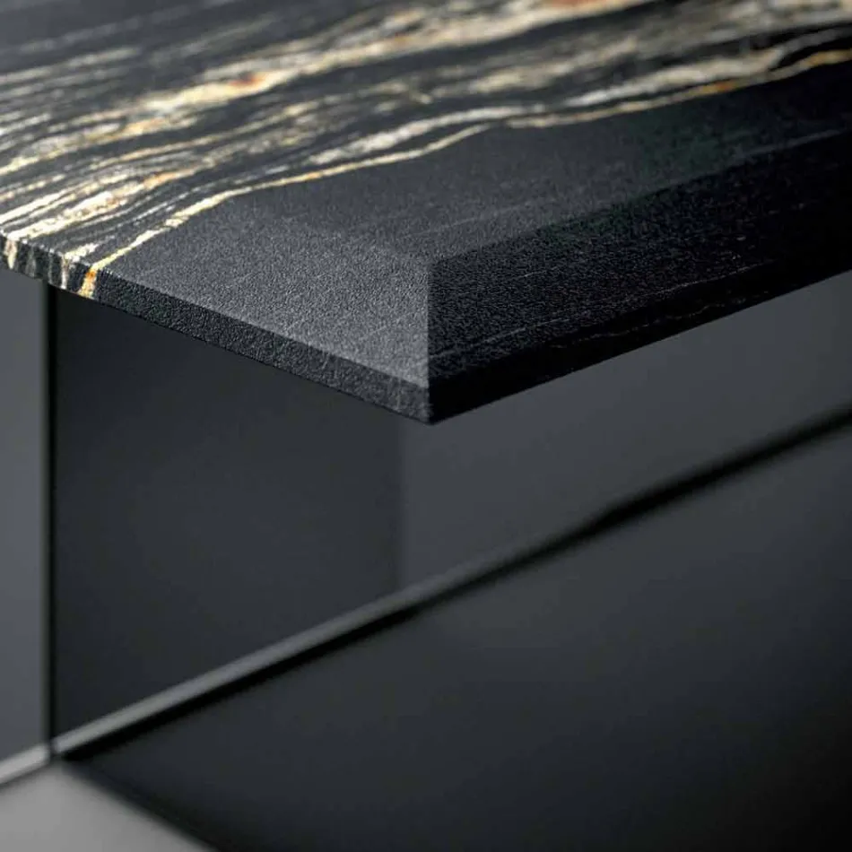 Design sofabord i marmor med glasbase fremstillet i Italien - Molino Viadurini