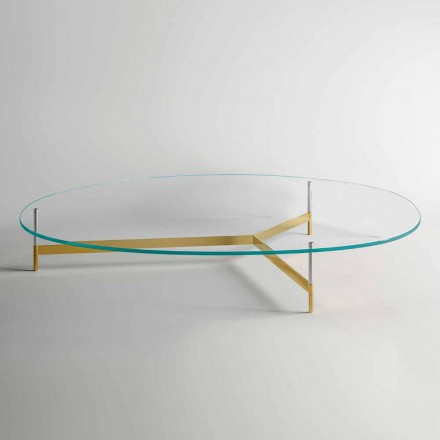 Design sofabord i glas med metalbase fremstillet i Italien - Cinci Viadurini
