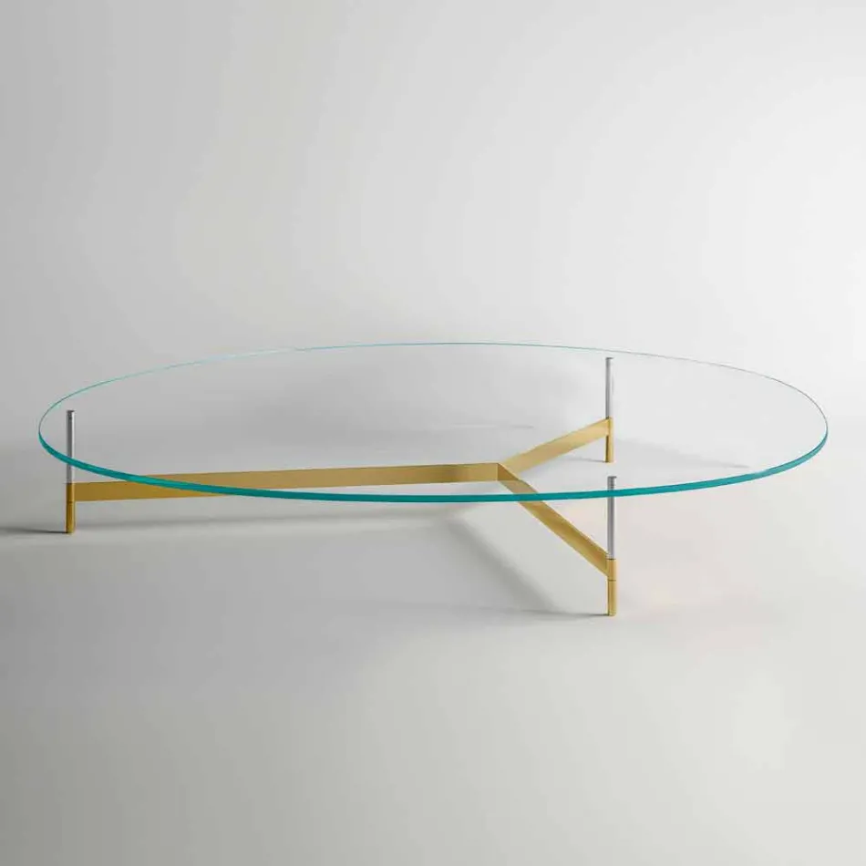 Design sofabord i glas med metalbase fremstillet i Italien - Cinci Viadurini