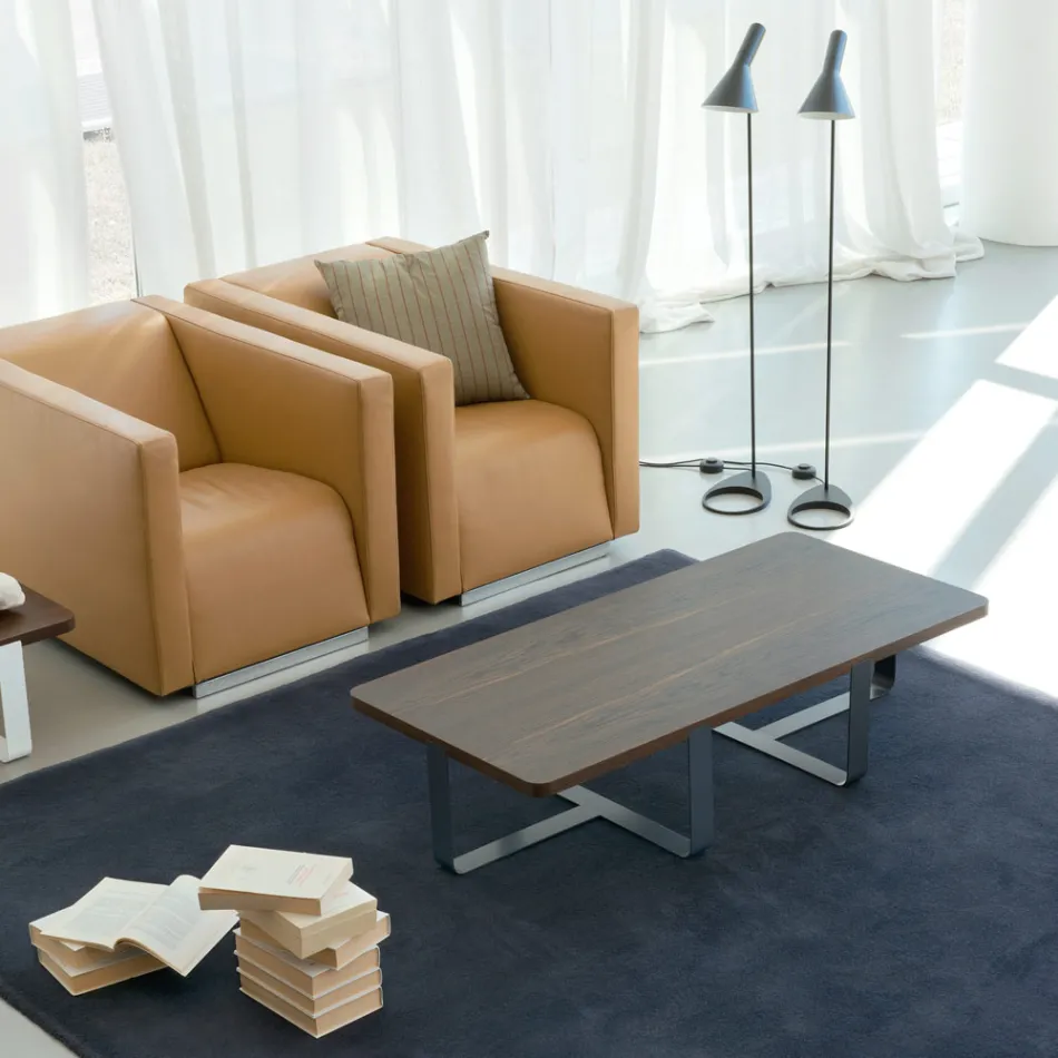 Luksus sofabord i farvet metal og træplade - Anacleto Viadurini