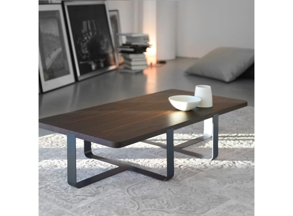 Luksus sofabord i farvet metal og træplade - Anacleto Viadurini
