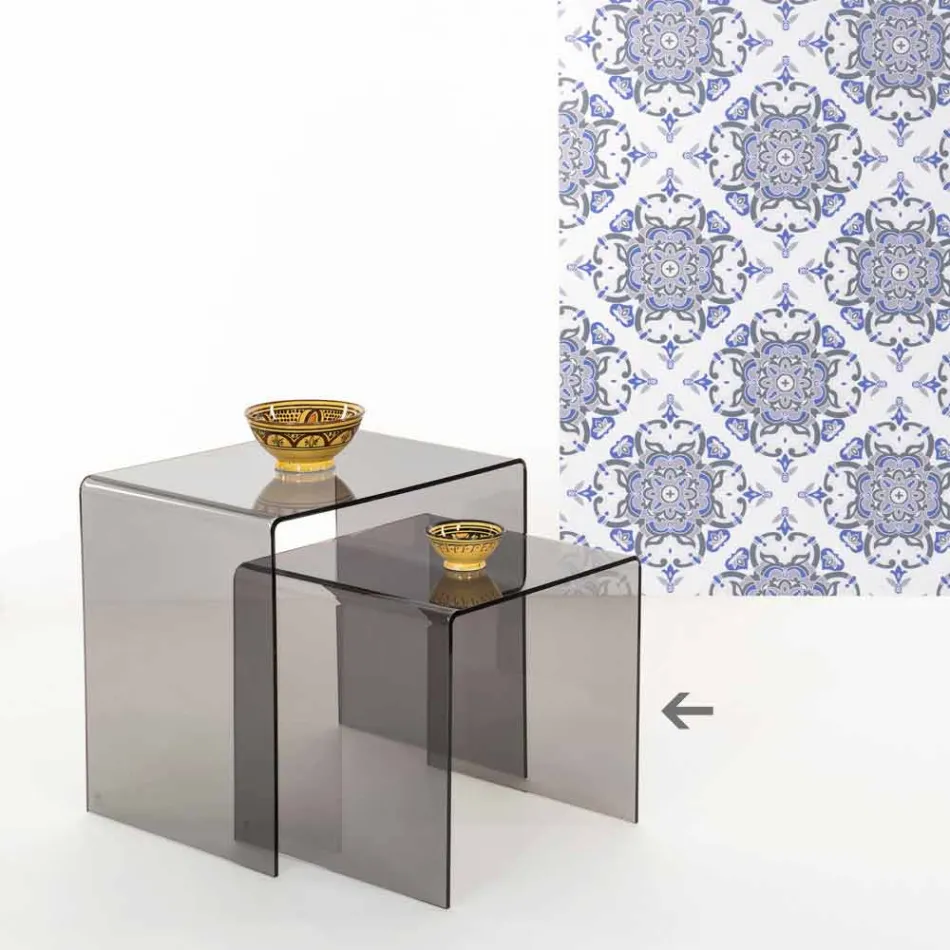 Sofabord røget moderne 40x40cm Terry Small, lavet i Italien Viadurini