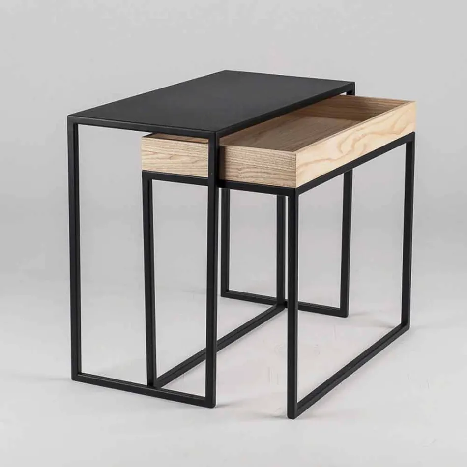 Stål sofabord med askebakke fremstillet i Italien - blonder Viadurini