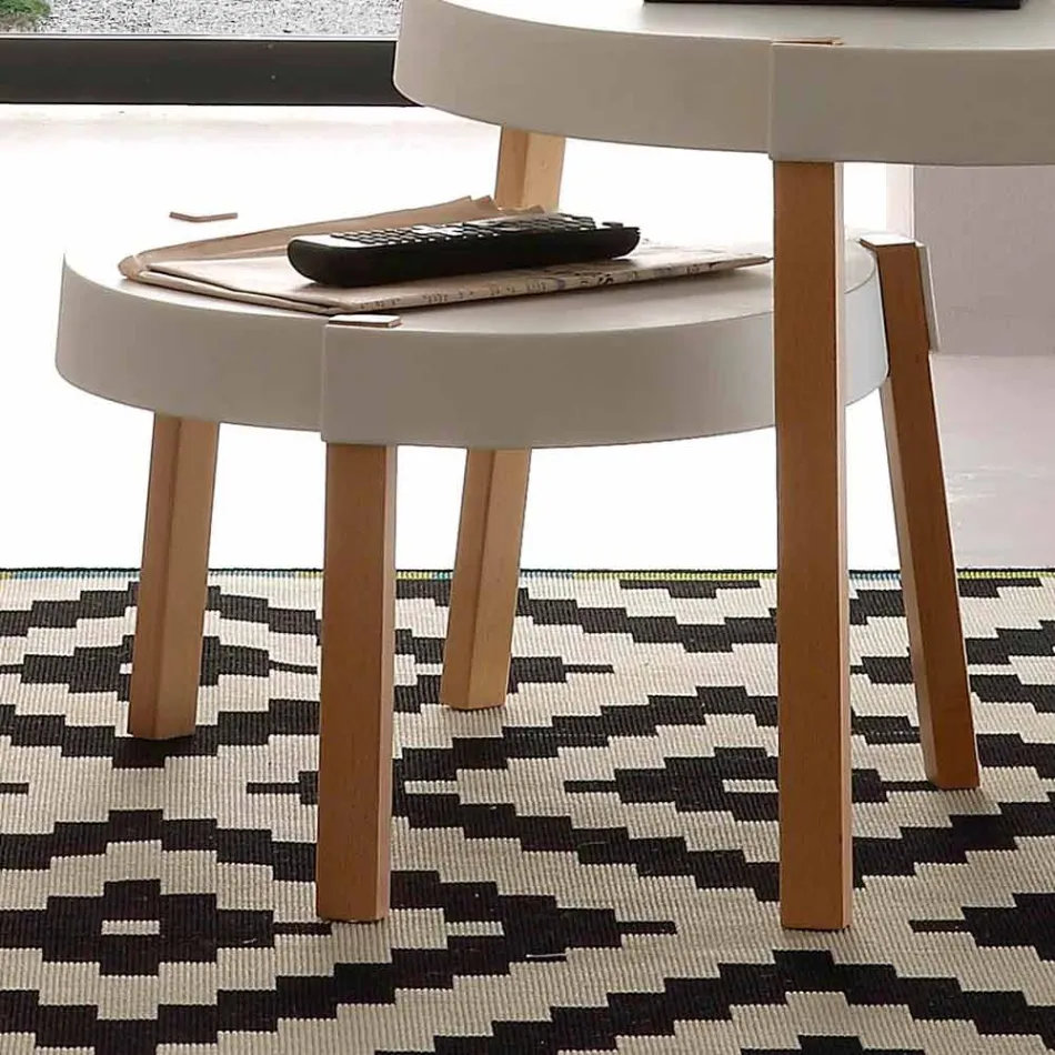 Sofabord i bøg med top i hvid Pineto polypropylen Viadurini