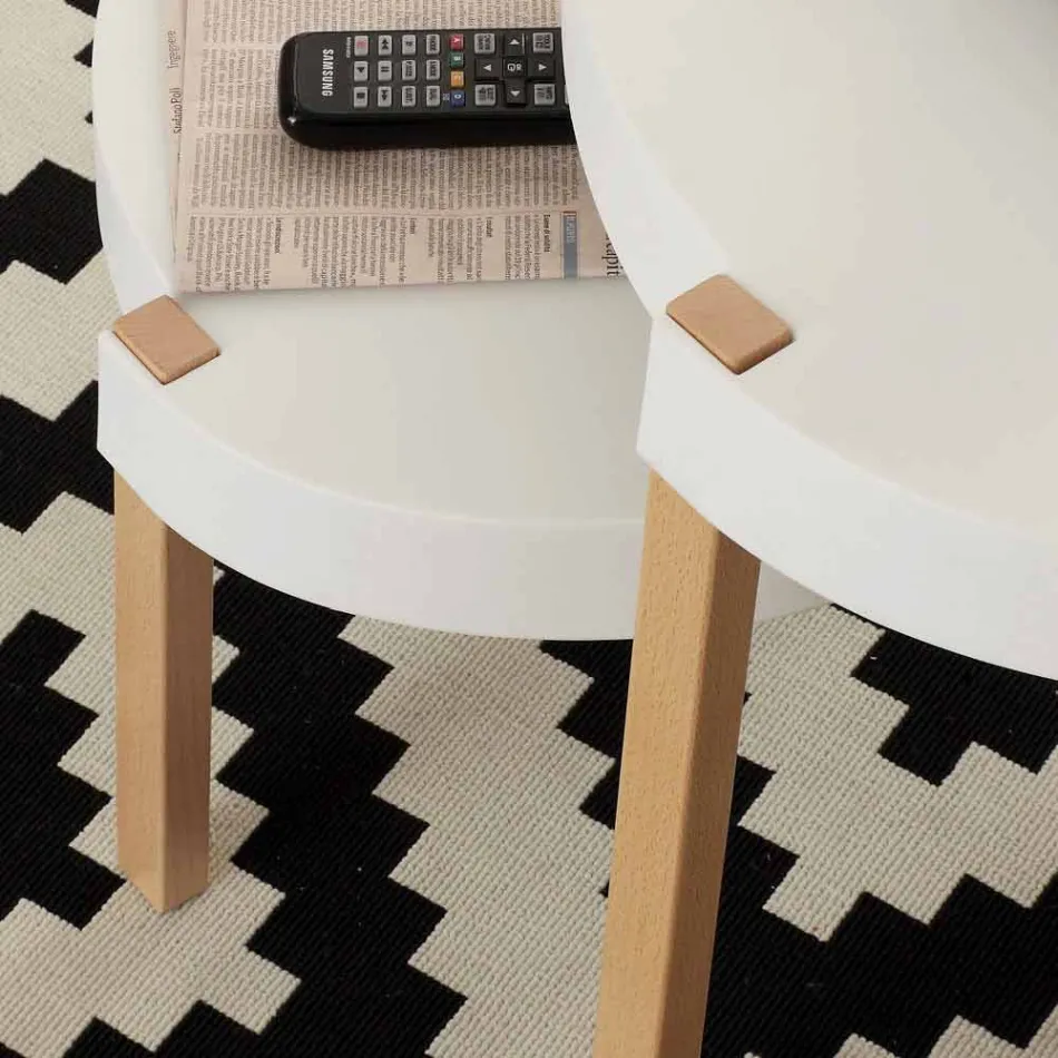 Sofabord i bøg med top i hvid Pineto polypropylen Viadurini