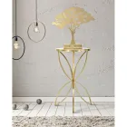 Sofabord i forgyldt jern med rund spejlplade - Umari Viadurini