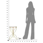 Sofabord i forgyldt jern med rund spejlplade - Umari Viadurini