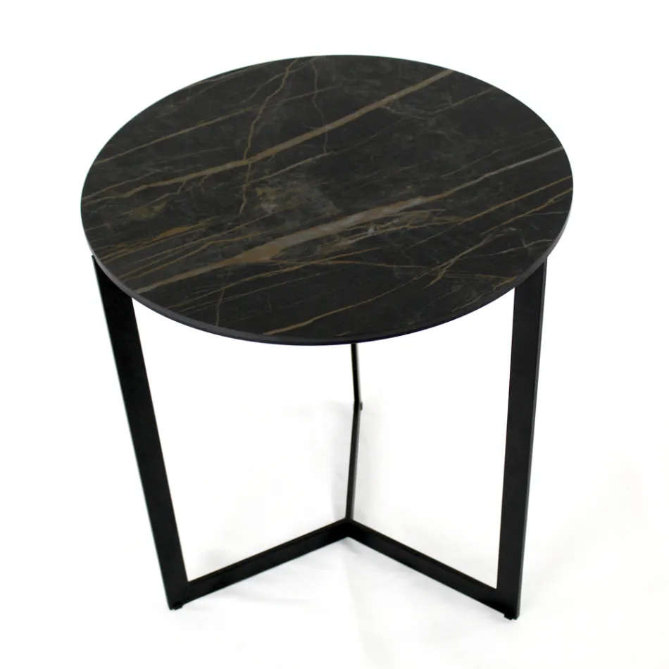 Sofabord i stentøj med stålunderlag Fremstillet i Italien - Aspira Viadurini