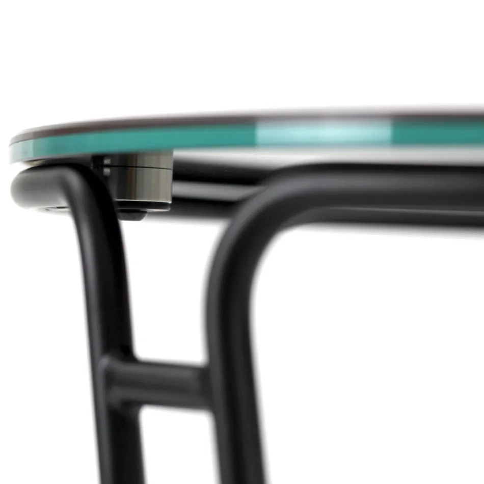 Sofabord i porcelæn Grès og rund base lavet i Italien - Tullia Viadurini