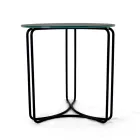 Sofabord i rundt stentøj og fod med 3 halvmåner Made in Italy - Arepa Viadurini