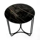 Sofabord i rundt stentøj og fod med 3 halvmåner Made in Italy - Arepa Viadurini