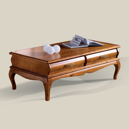Sofabord i valnøddetræ med skuffe lavet i Italien - Hastings Viadurini