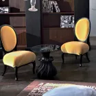 Sofabord Massivt træ diameter 60cm kaffe og krystal, Margo Viadurini