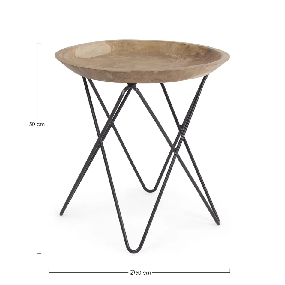 Sofabord i teaktræ og stål Industrielt design - Stiletto Viadurini