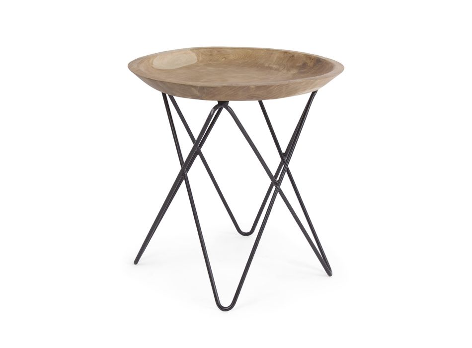 Sofabord i teaktræ og stål Industrielt design - Stiletto Viadurini