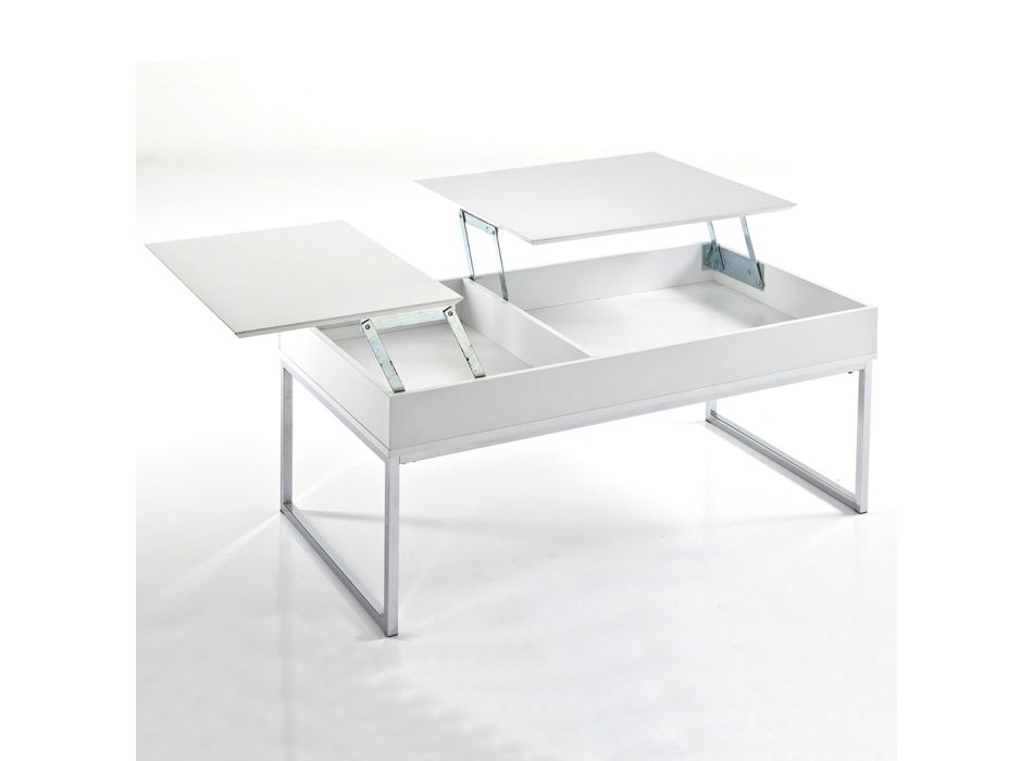 Sofabord i hvid Mdf og metal med beholder - krans Viadurini