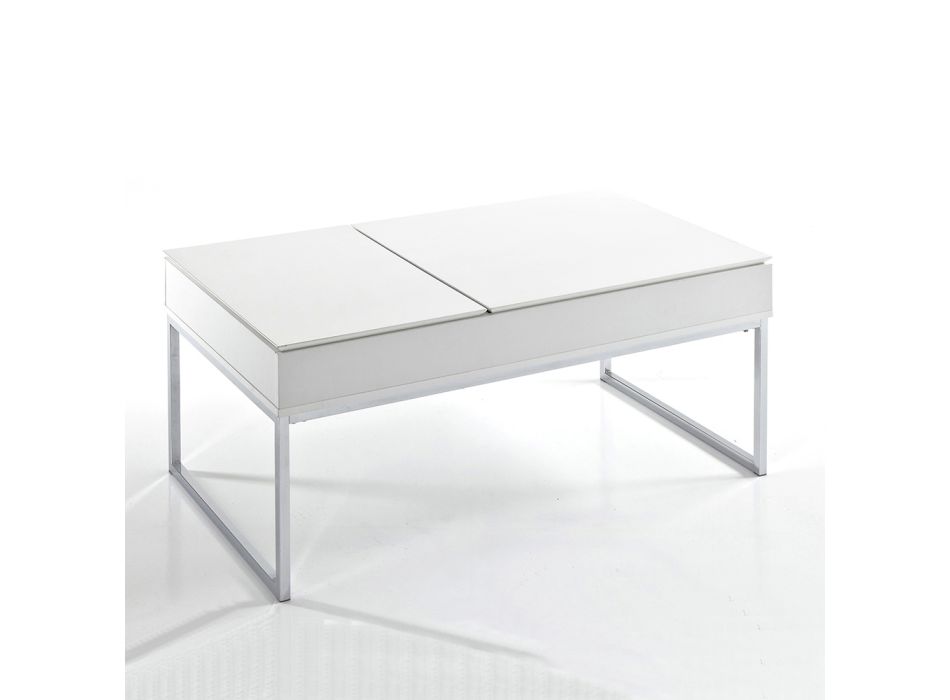 Sofabord i hvid Mdf og metal med beholder - krans Viadurini