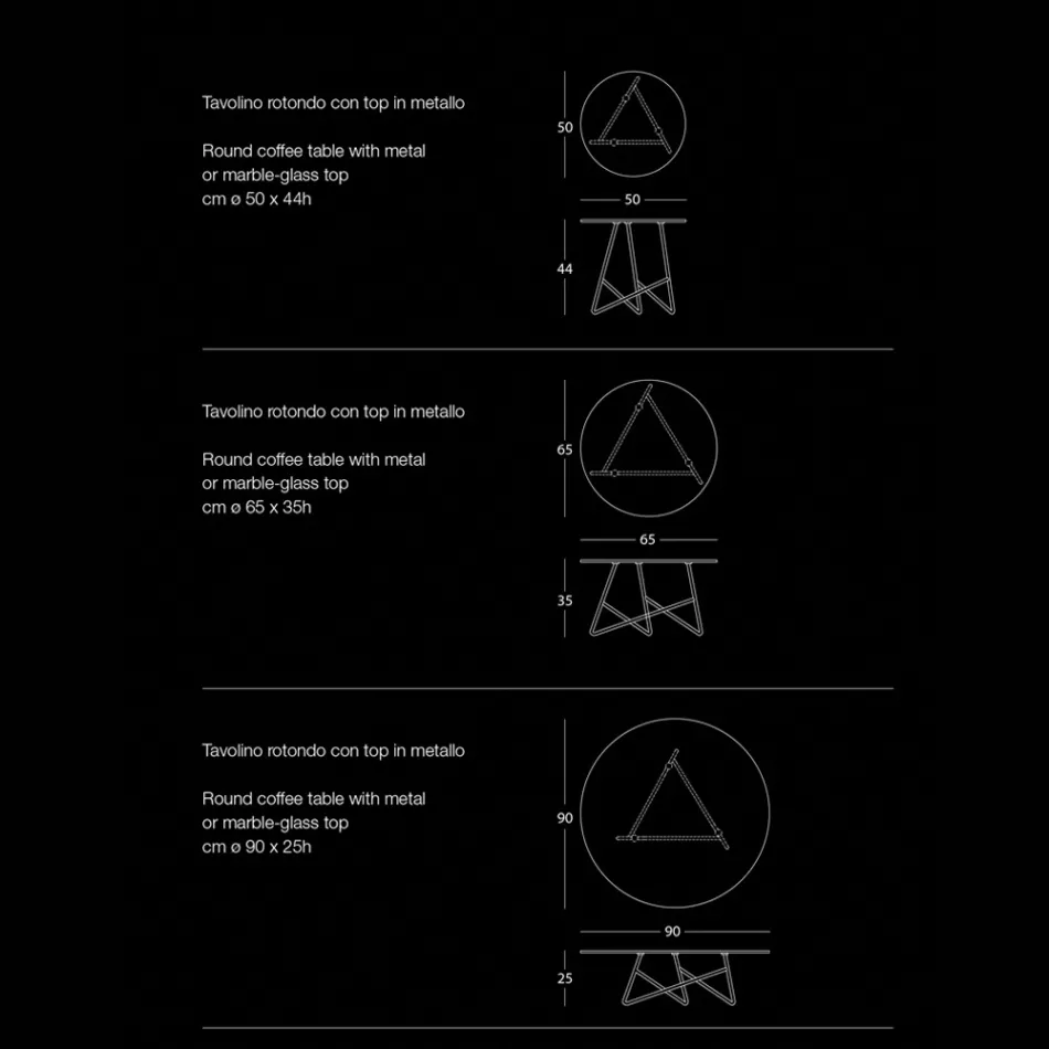 Sofabord i farvet metal og 3 størrelser, lavet i Italien - Magali Viadurini