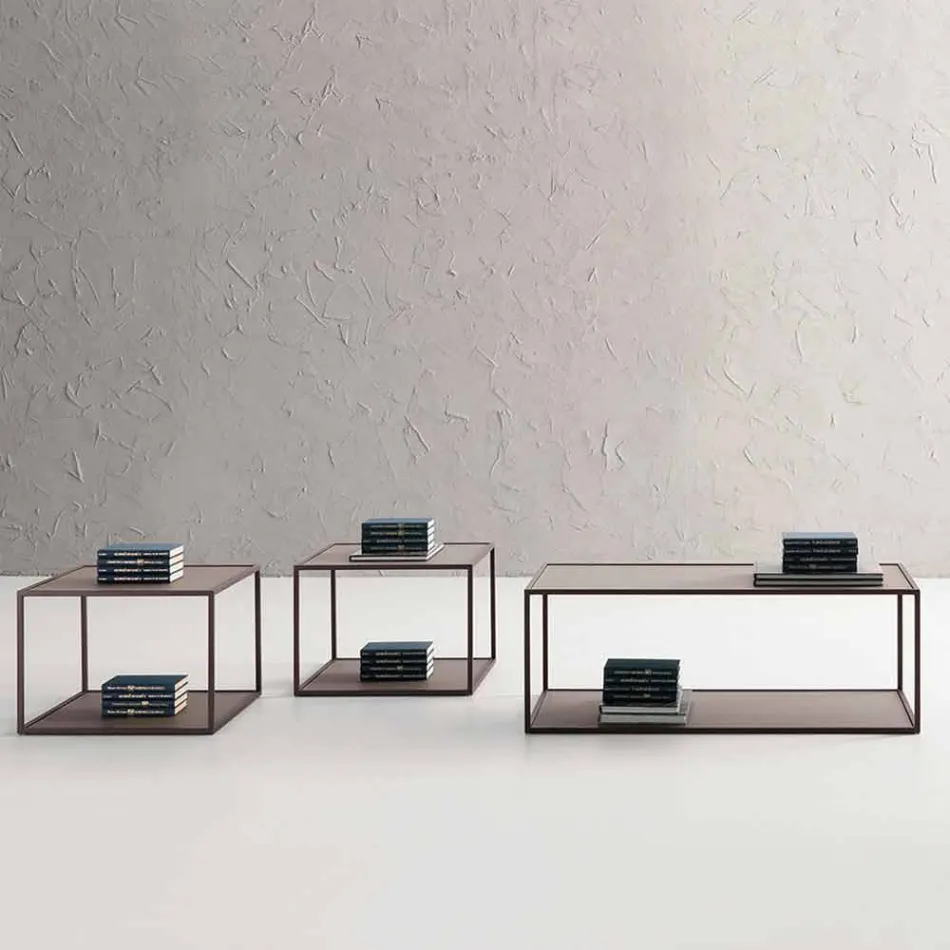 Metal sofabord med krystaltoppe fremstillet i Italien - Fermio Viadurini