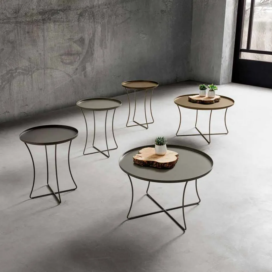 Metal sofabord med beholderbakke fremstillet i Italien - Numbo Viadurini