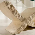 Fossil Stone sofabord med gennemsigtig glasplade - Kansas Viadurini