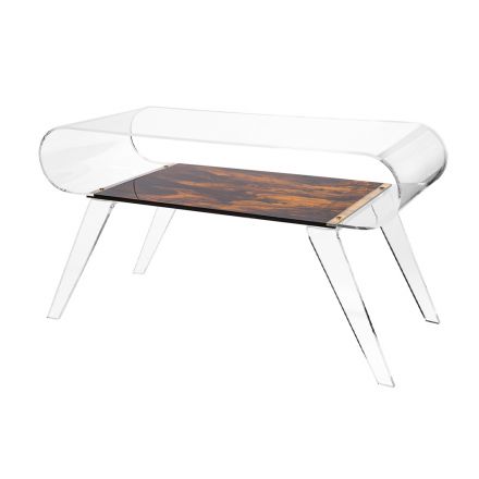 Sofabord i gennemsigtigt plexiglas eller med designtræ - gips Viadurini
