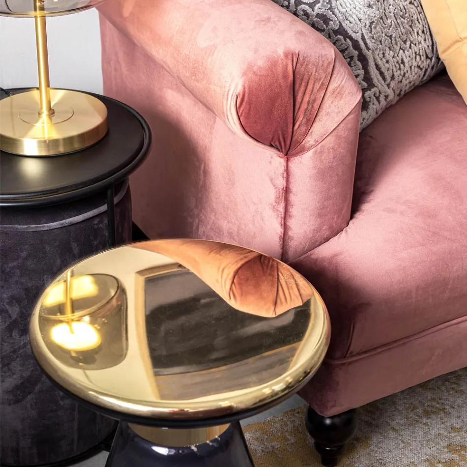 Sofabord i glas og elegant messingbelagt stål - Torige Viadurini