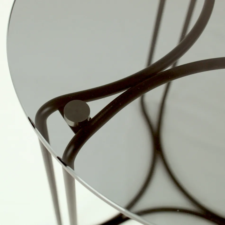 Glas sofabord og fod med 3 halvmåner lavet i Italien - Arepa Viadurini