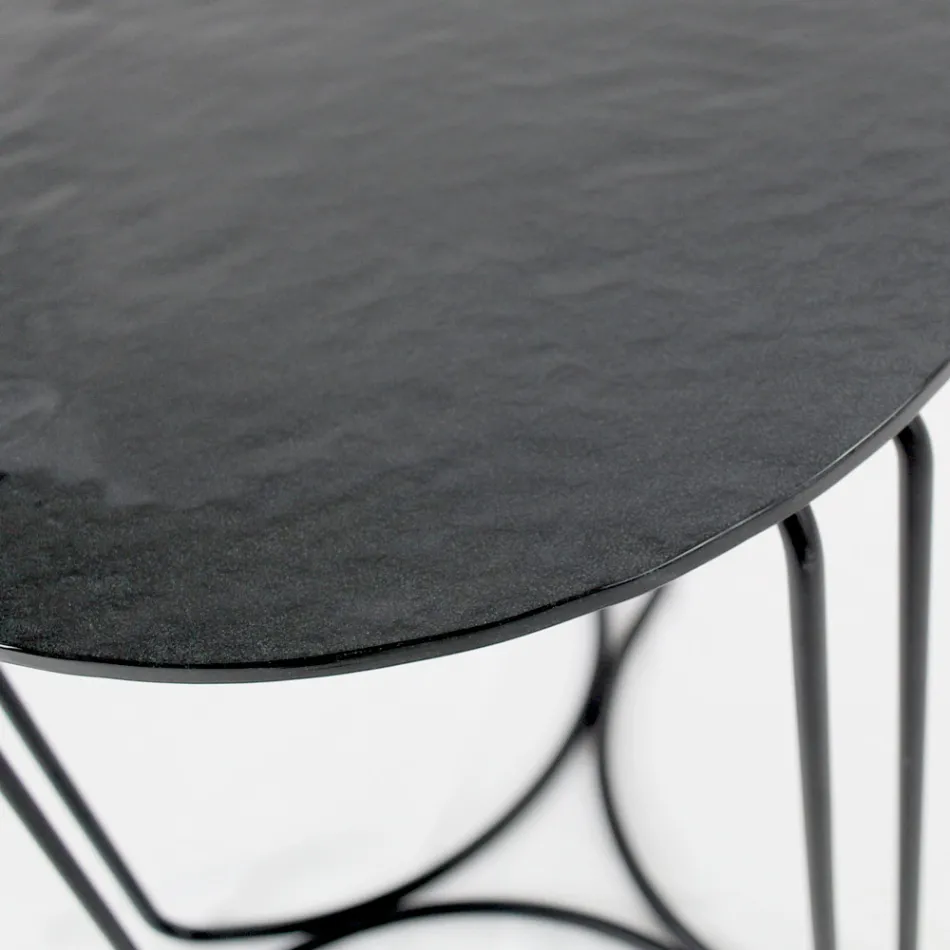 Glas sofabord og fod med 3 halvmåner lavet i Italien - Arepa Viadurini