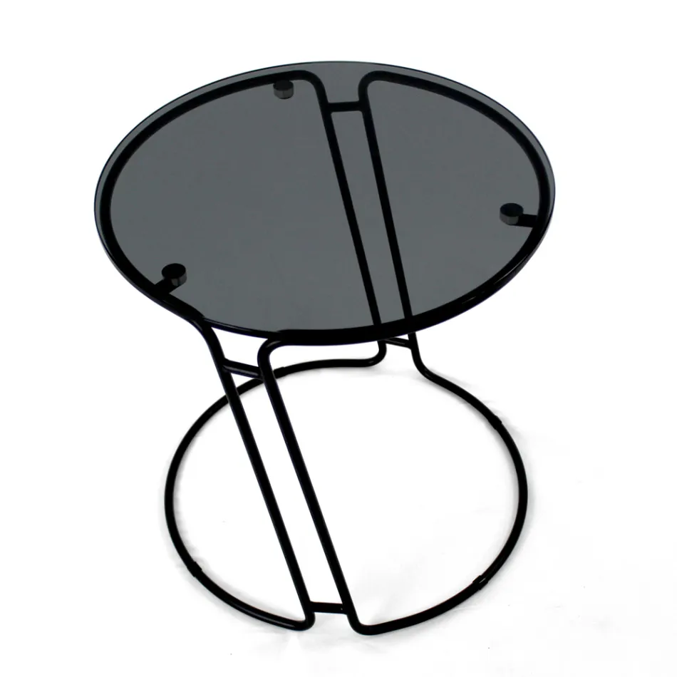 Glas sofabord og rund base lavet i Italien - Tullia Viadurini